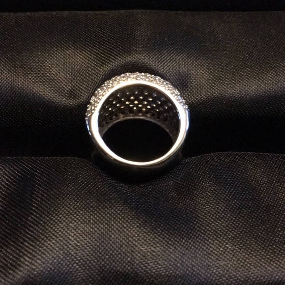 Platinum Over Silver Cubic Zirconium Pave Ring - Picture 2 of 5